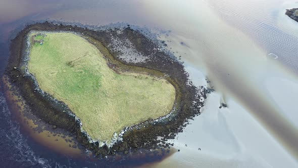 The Heart Shaped Love Island at the Coast Between Lettermacaward and Portnoo in County Donegal