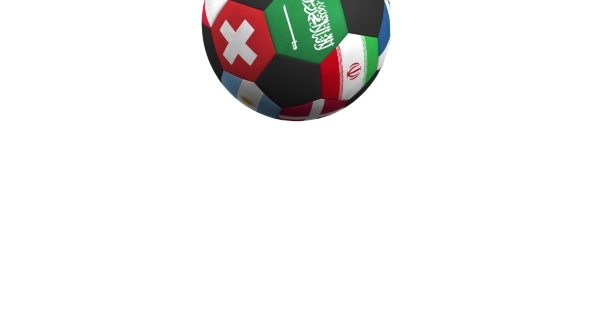 Bouncing Football Ball Featuring Different National Teams Accents Flag of Saudi Arabia