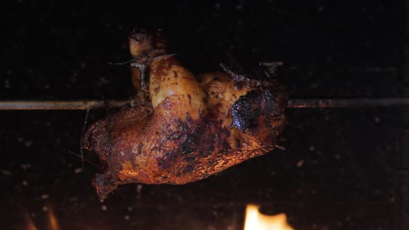 Spit-roasted chicken