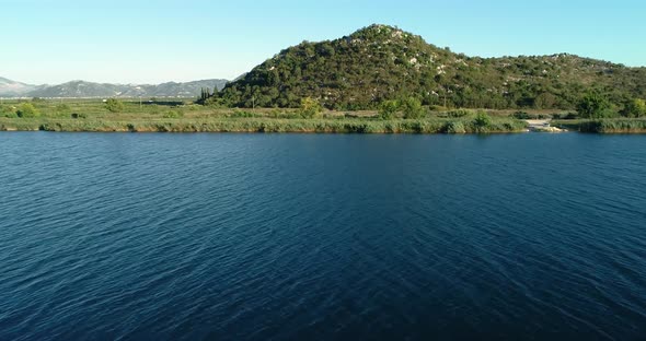 Panoramic aerial view of the Neretva delta valley river