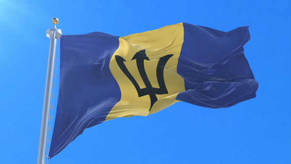 Flag of Barbados Waving