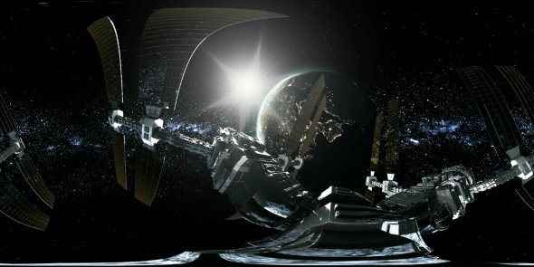 International Space Station Orbiting Earth in Virtual Reality alt