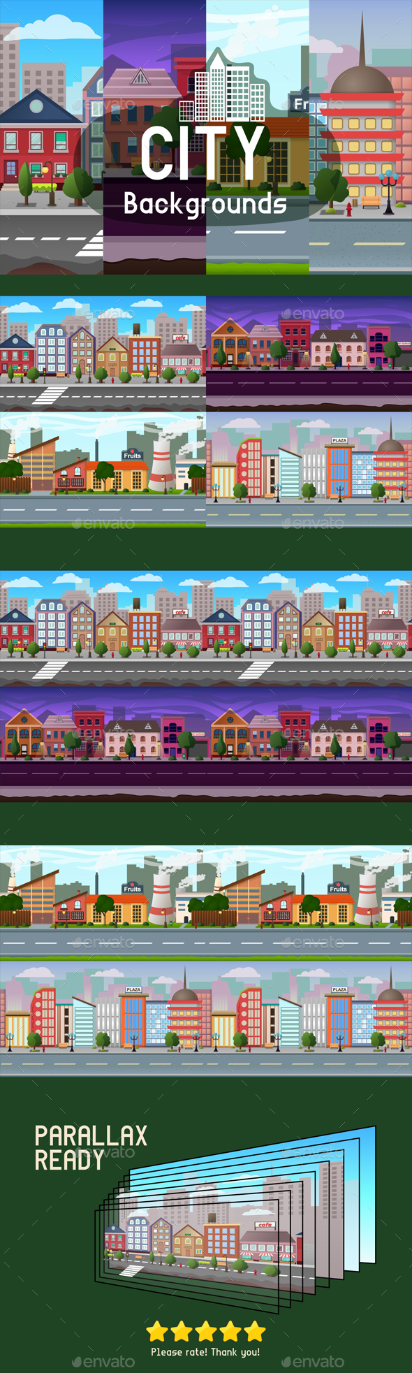 Cities 2D Game Assets from GraphicRiver