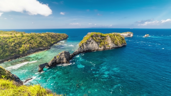 Stunning Natural Beauty and a Unique Shape of the Beach Atuh, Nusa Penida, Indonesia