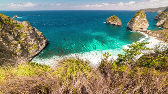 View From the Top To Rocky Atuh Beach at Nusa Penida Island, Bali, Indonesia
