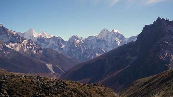 Panoramic View of Ama Dablam (6,170M) and Khumbu Valley