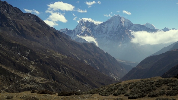 Panoramic View of Mountains in Himalayas, Nepal, on the Hiking Trail Leading To the Everest Base