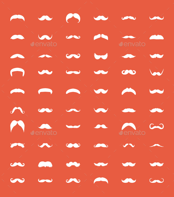 60 Glyph Icon Designs of Mustache