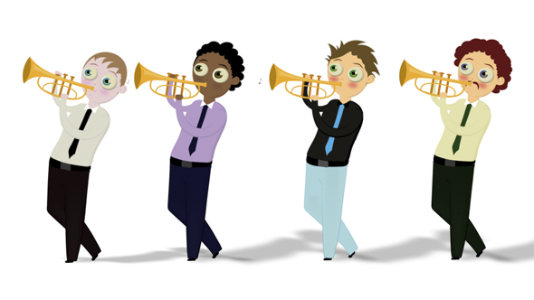 Cartoon Trumpet Players