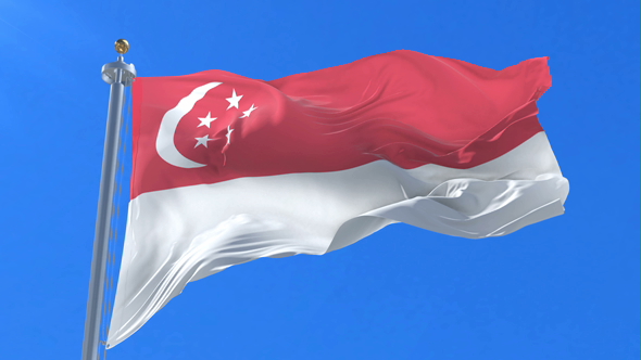 Flag of Singapore Waving