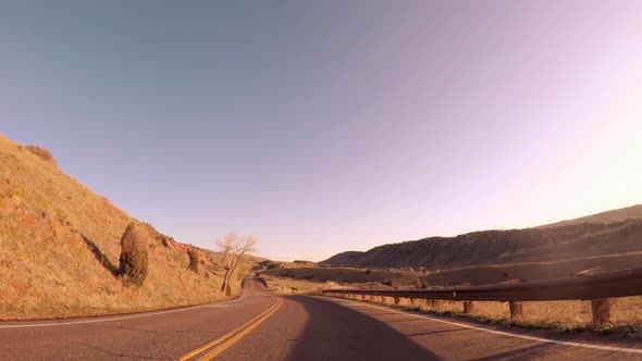 POV point of view - Drive to Red Rocks Amphitheatre at sunrise.