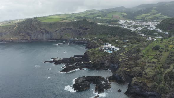 Aerial view of Sao Miguel island, Azores, Portugal.