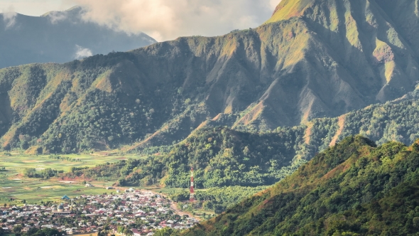 View Over the Sembalun Village and the Top of the Mountain, Lombok, Indonesia