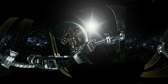 International Space Station Orbiting Earth in Virtual Reality alt