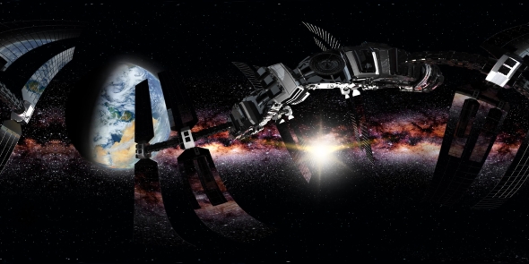 International Space Station Orbiting Earth in Virtual Reality alt