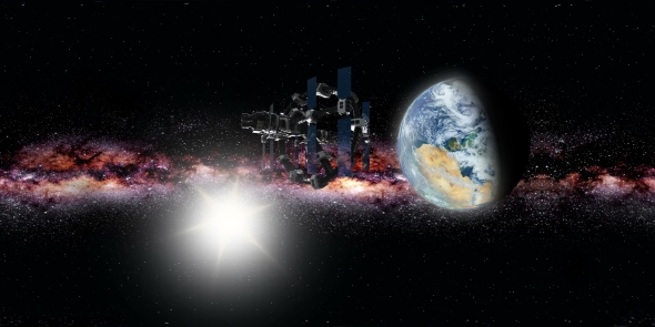 International Space Station Orbiting Earth in Virtual Reality alt