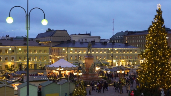 Traditional Holiday Market with Christmas Tree