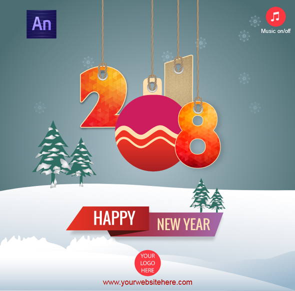 Happy New Year 2018 Greeting Card