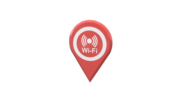 Map Location Pin With WiFi Icon Coral V9