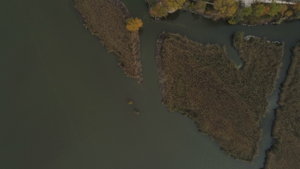 Aerial View of Lake and Island Ioannina Greece