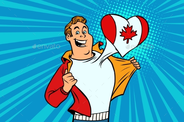 Canada Patriot Male Sports Fan Flag Heart