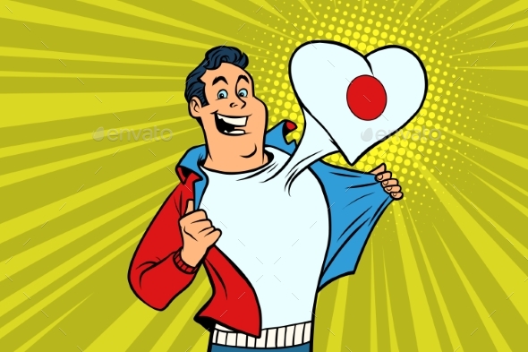 Japan Patriot Male Sports Fan Flag Heart