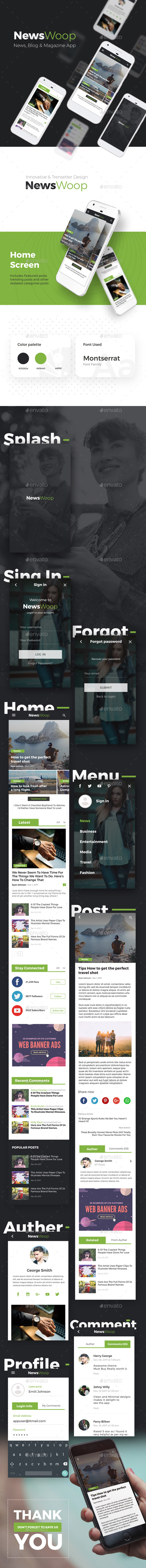 Online News App UI Kit| Blog App UI Kit| Magazine App UI Kit| Newswoop