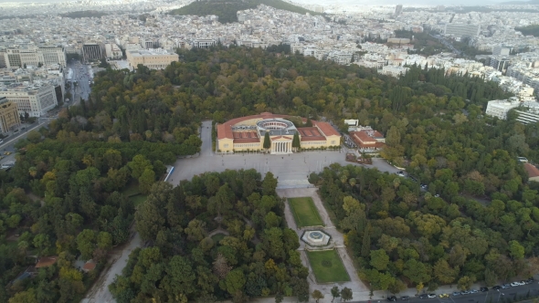 Aerial View of Zappeion in Athens and Modern Part of the City