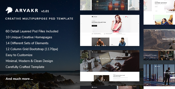 Arvakr - Creative Multi-Purpose PSD Template