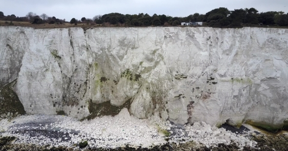 Panning Aerial Shot of White Cliffs of Dover