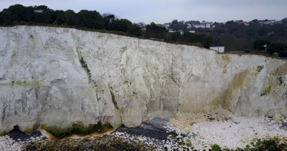 Panoramic  View of White Cliffs of Dover and the Beach