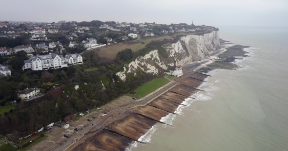 Aerial Sea View with White Cliffs of Dover