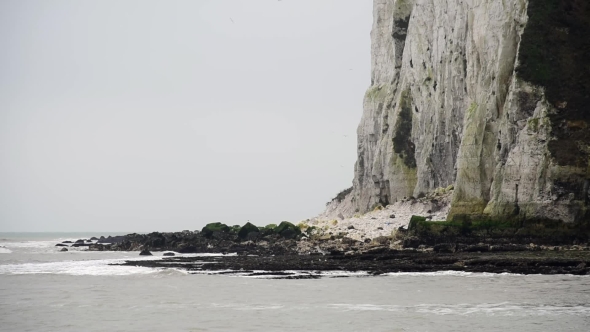 Sea in Dover with White Cliffs