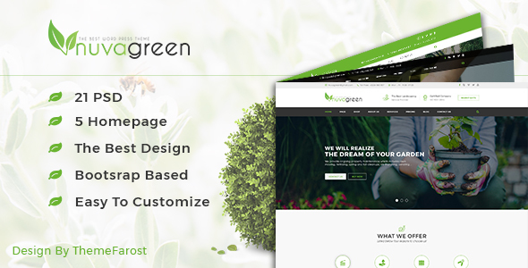 NuvaGreen - Landscape & Gardening PSD Template