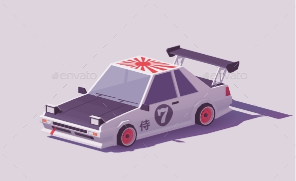 Vector Low Poly Classic Drift Car
