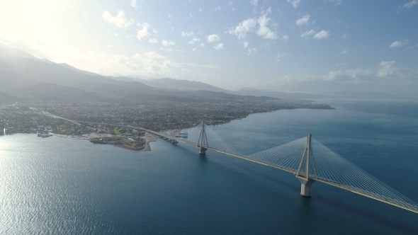 Flight Over of the Charilaos Trikoupis Bridge Rio-Antirio