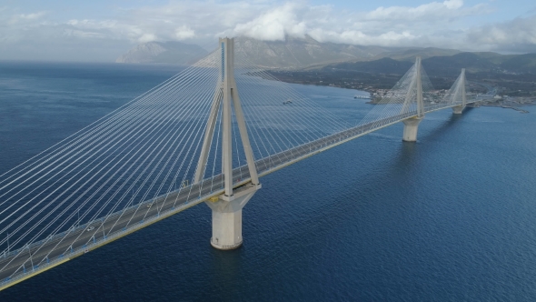 Flight Over of the Charilaos Trikoupis Bridge Rio-Antirio