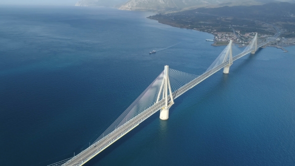 Flight Over of the Charilaos Trikoupis Bridge Rio-Antirio