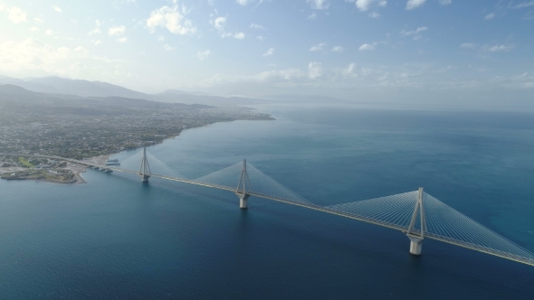 Flight Over of the Charilaos Trikoupis Bridge Rio-Antirio