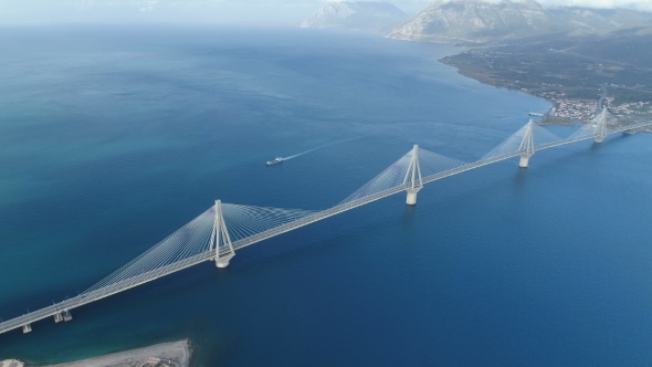 Flight Over of the Charilaos Trikoupis Bridge Rio-Antirio