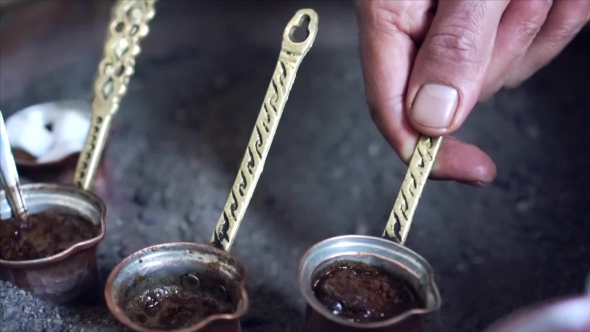 A Man Make Turkish Coffee