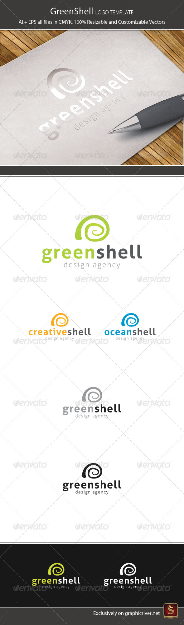 Green Shell Logo Template