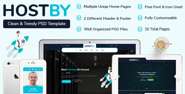 HOSTBY | MultiPage Hosting PSD Template – 1 Sold!