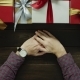Adult Man with Watch on Hand Sitting By Holiday New Year Wooden Table, Top Down Shot - VideoHive Item for Sale