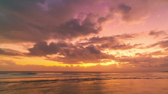 Sea Sunset on the Island Nusa Ceningan, Indonesia