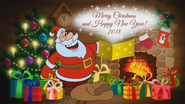 Christmas and New Year Animated Card In Different Languages Set