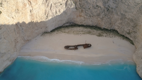 Aerial Footage Shipwreck Bay Navagio Beach, Zakynthos