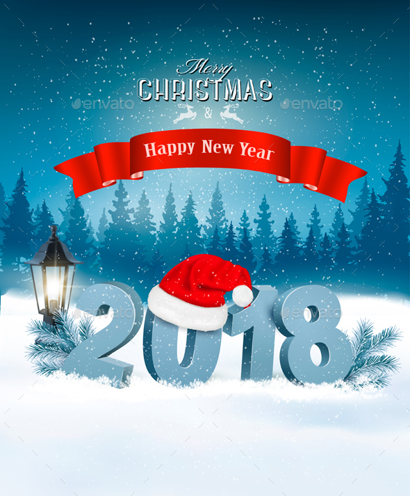 Happy New Year 2018 Background with Presents