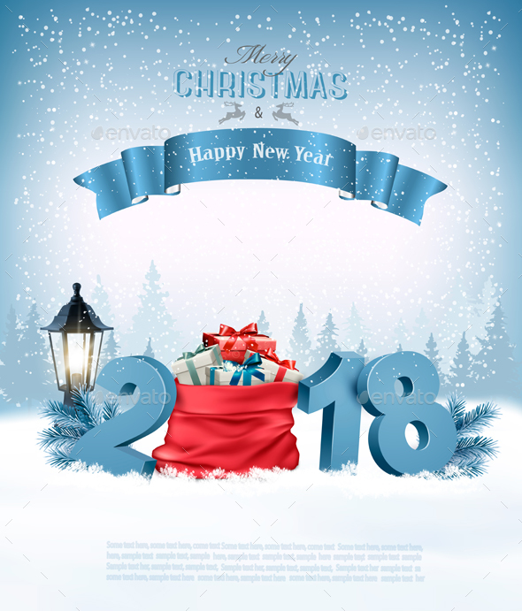 Happy New Year 2018 Background with Presents