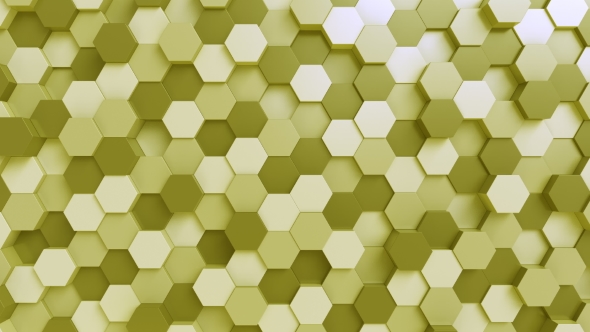 Moving Yellow Hexagonal Prisms